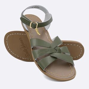 Salt Water Original Olive Green Strappy Slide Leather Sandals